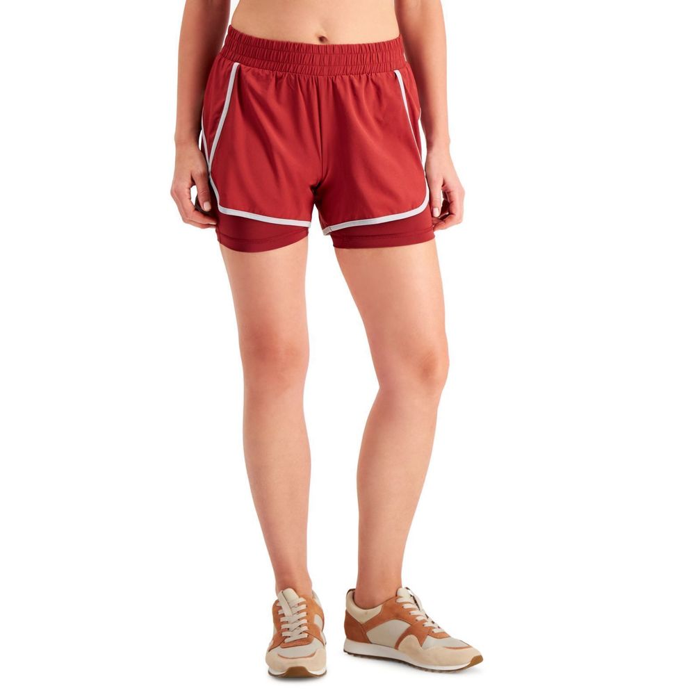 Ideology Womens Activewear Performance Layered-Look Shorts,M